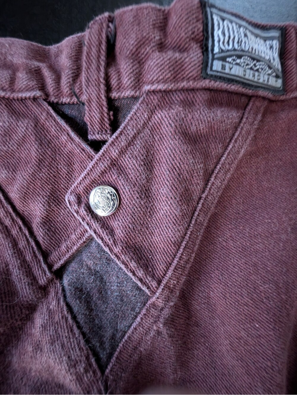 Vintage Roughrider Circle T Maroon Western Bareback Jeans W24 L35 Rare 80's 90's